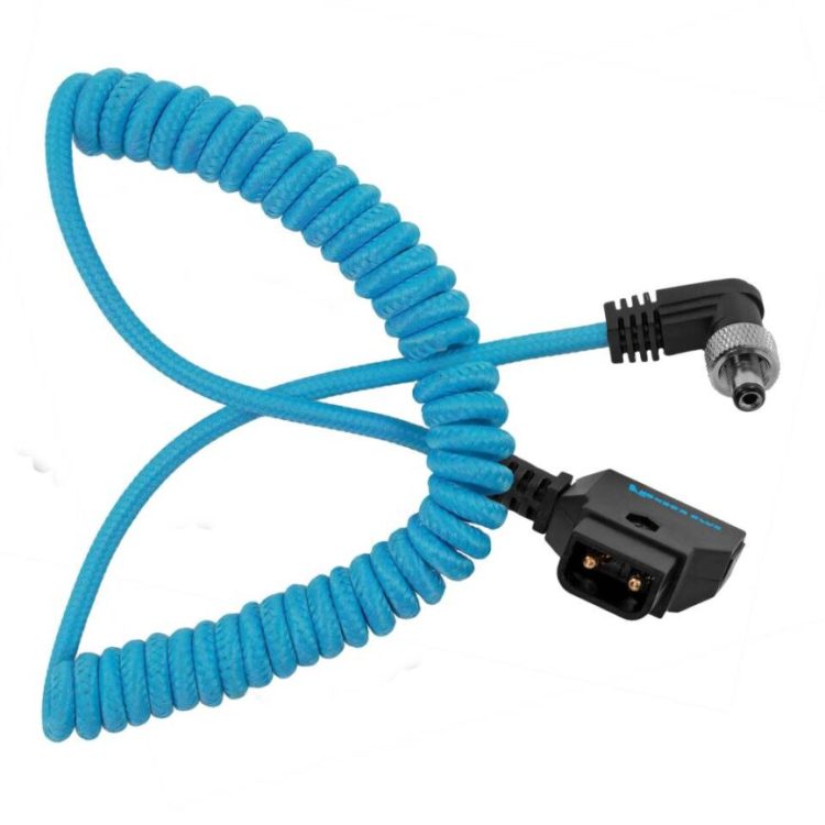 Kondor Blue Coiled D-Tap To Locking DC 2.5mm Right Angle Cable KB_DCTAP_2.5LOCK