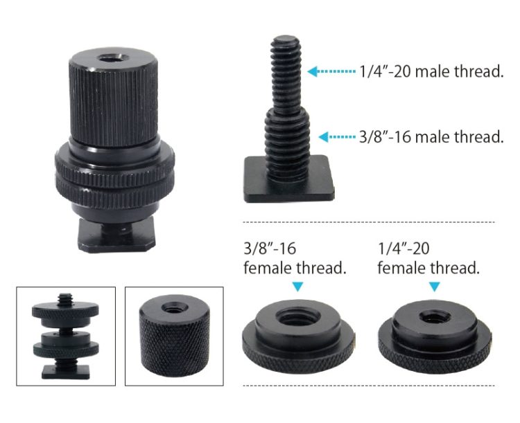 Kupo Hot Shoe Adapter 3/8" - 1/4" With Barrel Adapter