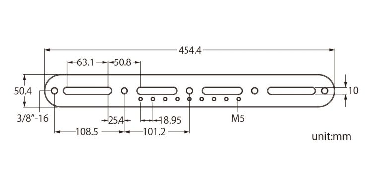 Kupo KS-614 Mounting Plate With 3/8” -16 & M5 Threads *45cm